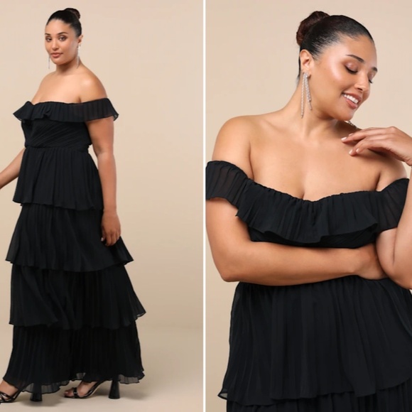 LULUS Sexy Prom Wedding Bridesmaid Tiered Ruffles Flowy Elegant Maxi Dress - Picture 5 of 7